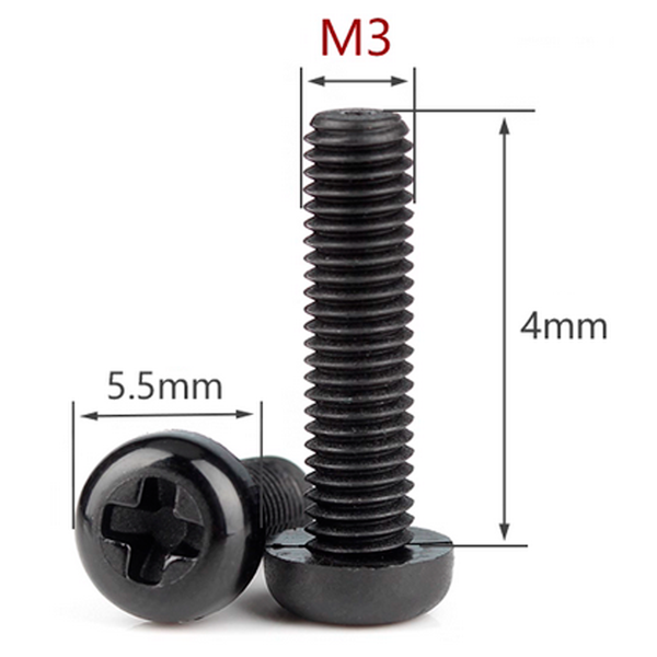 Винт нейлоновый с круглой головкой черный М3x4 PA66 BS119-03004 фото